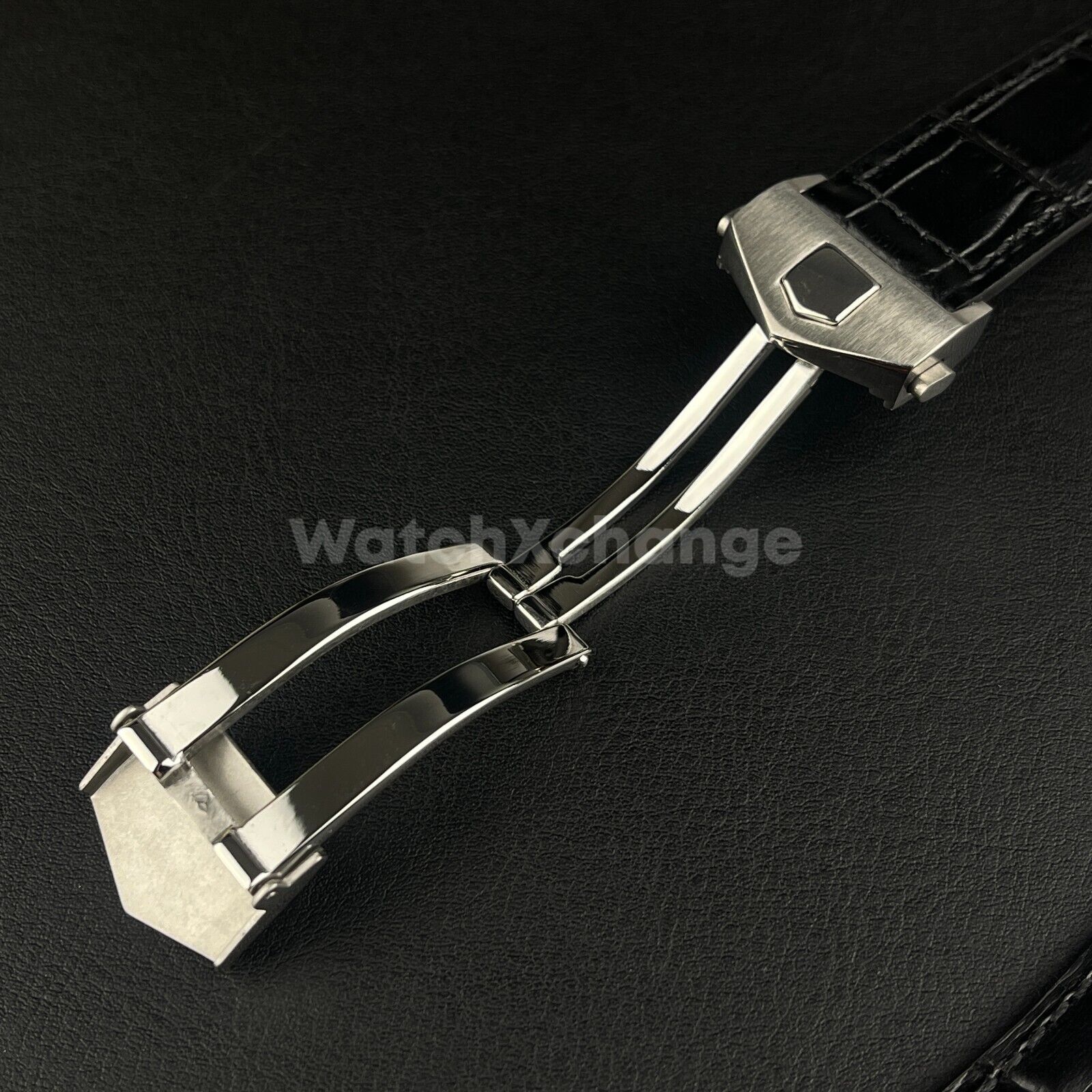 Black Genuine Leather Strap For Tag Heuer Monaco Carrera Crocodile 20mm 22mm