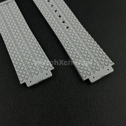Grey Rubber Silicone Watch Strap Waterproof 26*19mm Fit HUBLOT BIG BANG Yubo