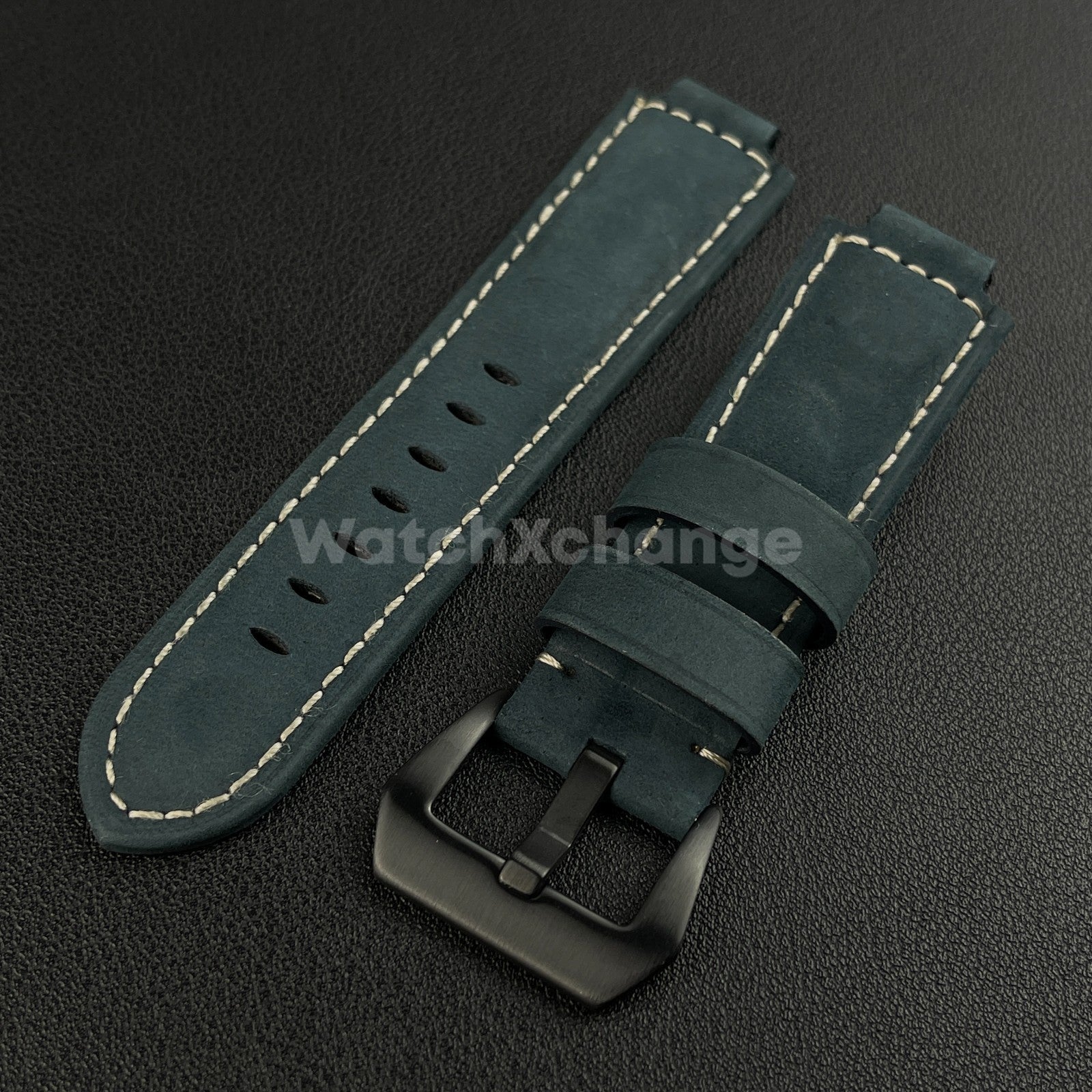 Blue Suede Leather Watch Strap for Timex Tidal Compass T2N72 T2N720 14mm 16mm