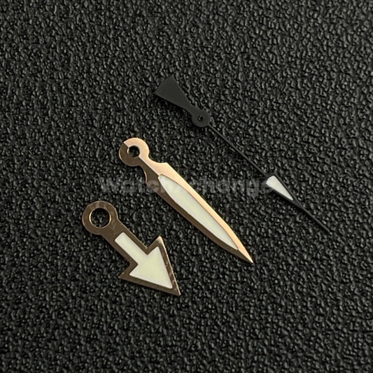 Black & Rose Gold Watch Hands For SEIKO NH35 NH36 Movements Pilot Arrow Triangle