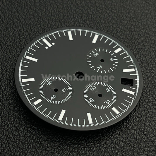 Black 31.5mm Modified Watch Dial Accessory for VK63 Quartz Movement