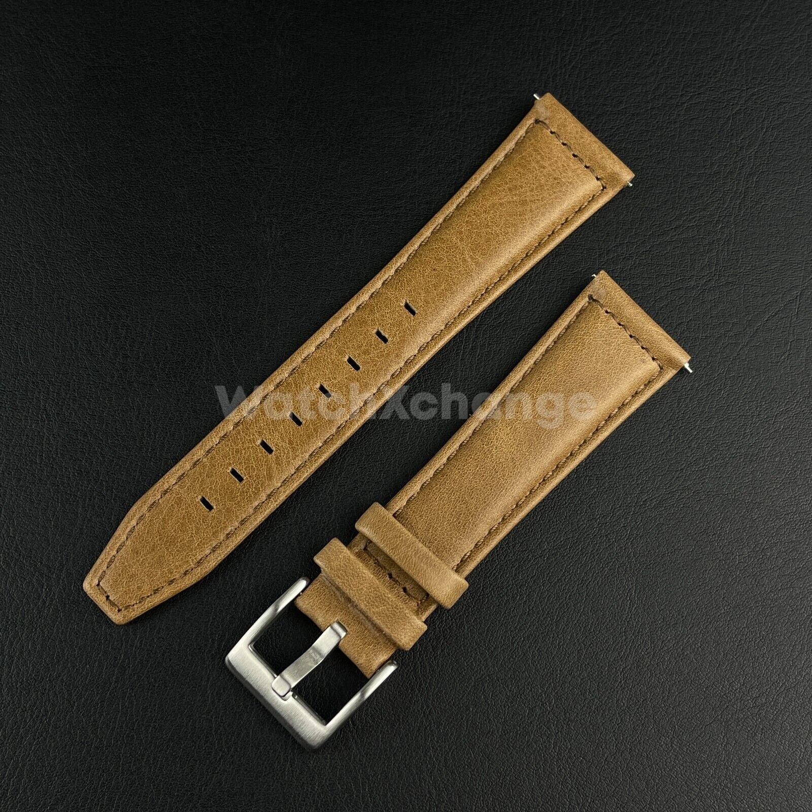 Khaki Genuine Leather Watch Wrist Band Mens Strap 21/22mm Fit Longines Pioneer