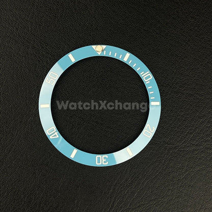 38mm Ceramic Bezel insert Light Sky Blue & White For Rolex Seiko SKX SRPD