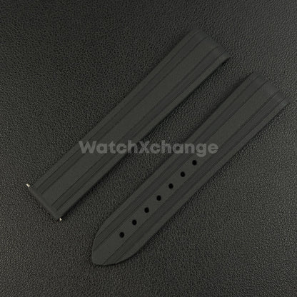 Black Omega Seamaster 41mm 300M Silicone Rubber Curved End Strap 20mm