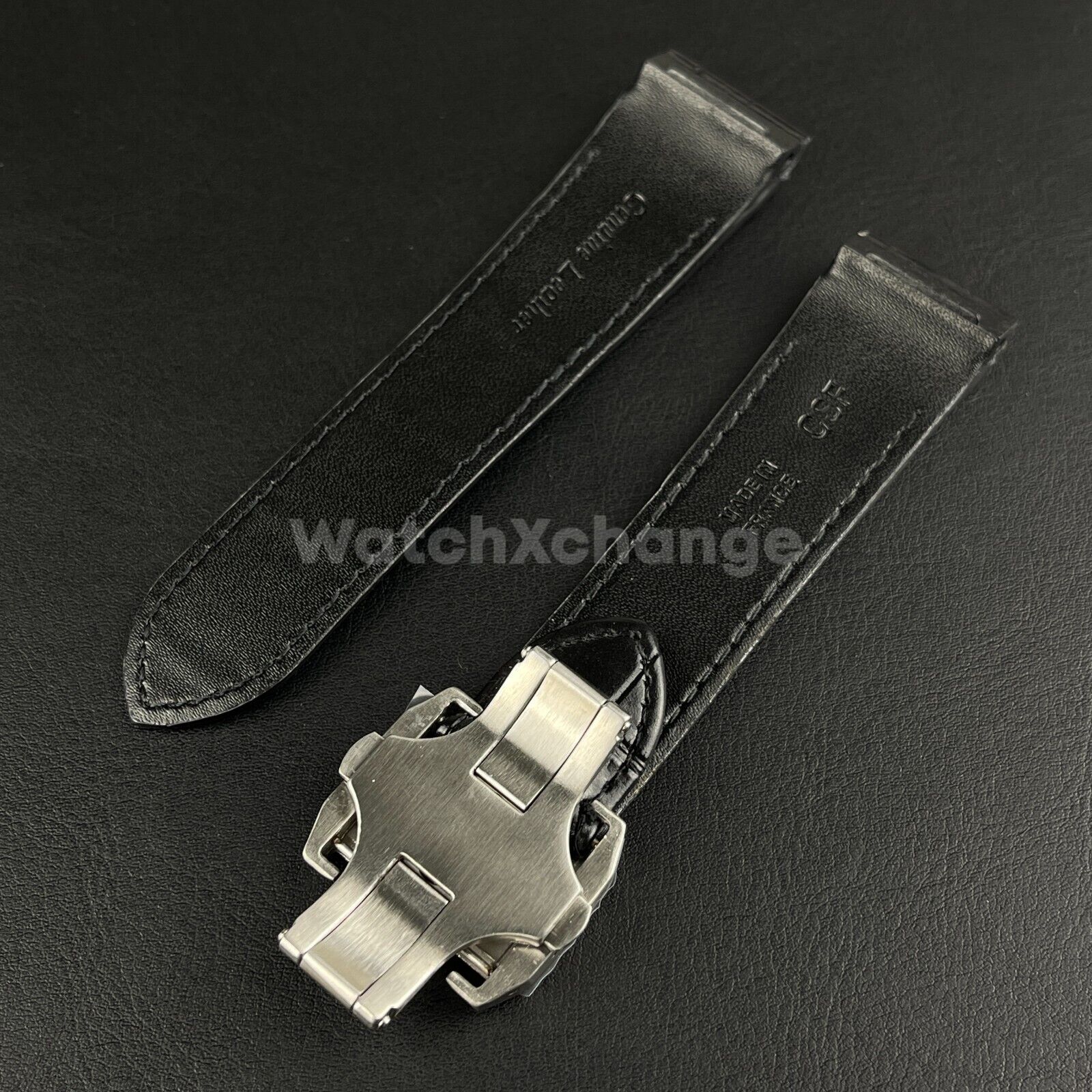 Black Genuine Leather Watch Straps Mens Band Fits Cartier Santos 20mm