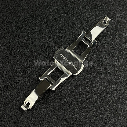Silver Double Push Button Butterfly Clasp Buckle For Watch Band Strap