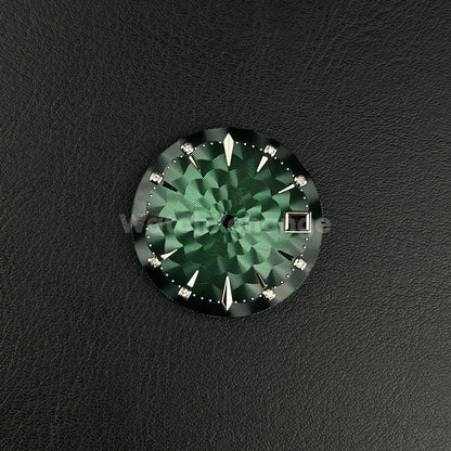 29mm Green Watch Dial Face Radial Pattern Diamond Scale for NH35/36 Movements