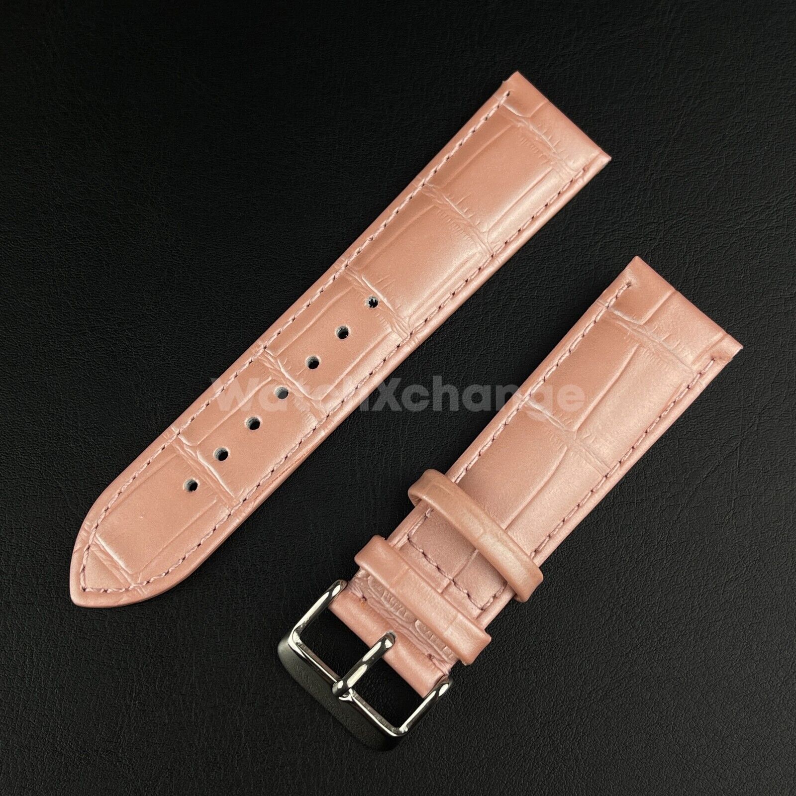 Pink Genuine Leather Universal Watch Strap Band Alligator Grain 20mm 22mm 24mm