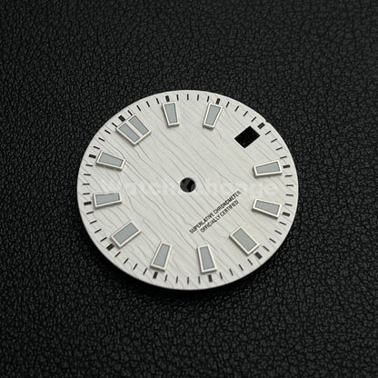 28.5mm White Watch Dial NH35 NH36 4R35 Movement Water Ripple Texture