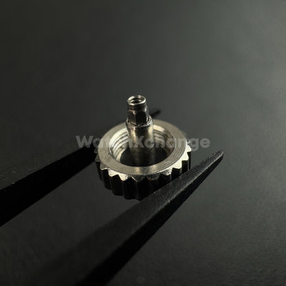 Silver Stainless Steel Watch Crown For Log Case NH35 Engraved S Logo