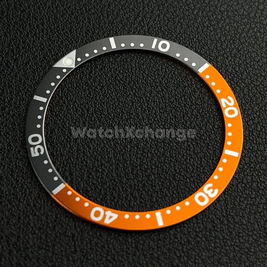 Grey & Orange 38mm Flat Aluminium Bezel Insert For Divers Watch Seiko Mod Turtle
