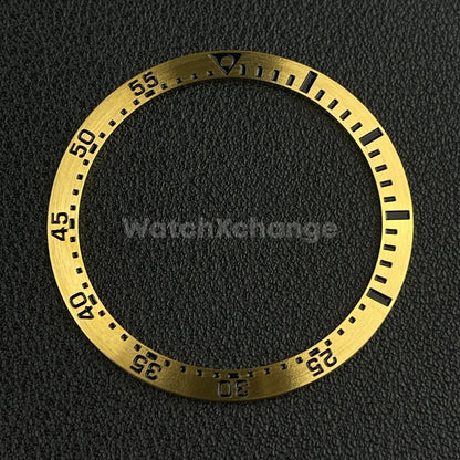 Gold & Black 38mm Flat Aluminium Bezel Insert Diver Watch Seiko Mod SKX SRPD