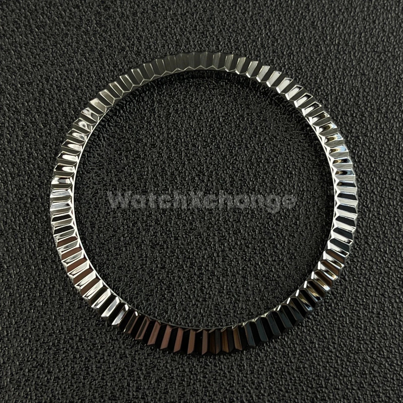 Silver Fluted Polished Stainless Steel Watch Bezel Insert Ring 36mm 39mm