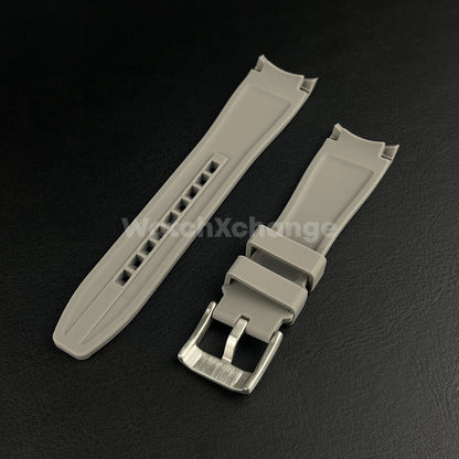 Grey 20 22mm Rubber Curved End Watch Strap Band Made For Rolex Submariner GMT