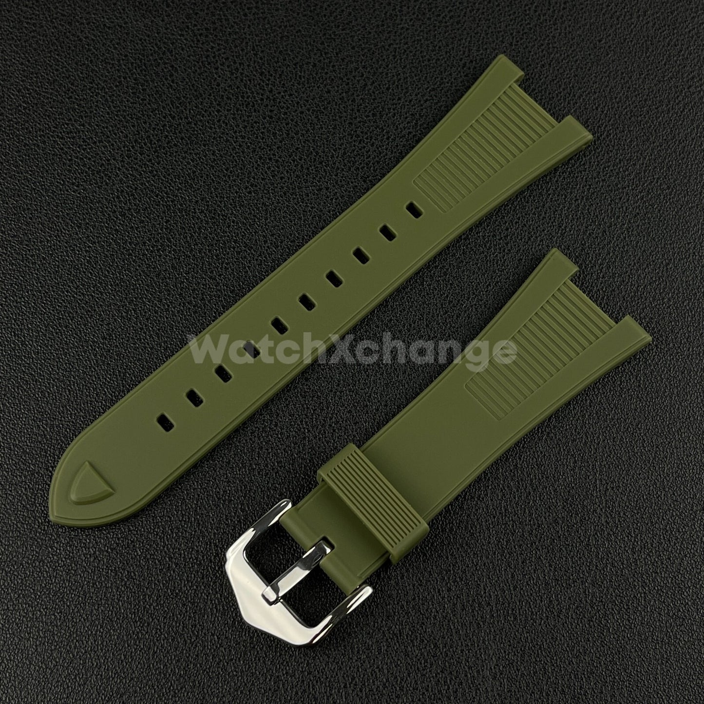 Green 25*12mm Silicone Rubber Watch Strap For Patek Phillip Nautilus 5711 5712