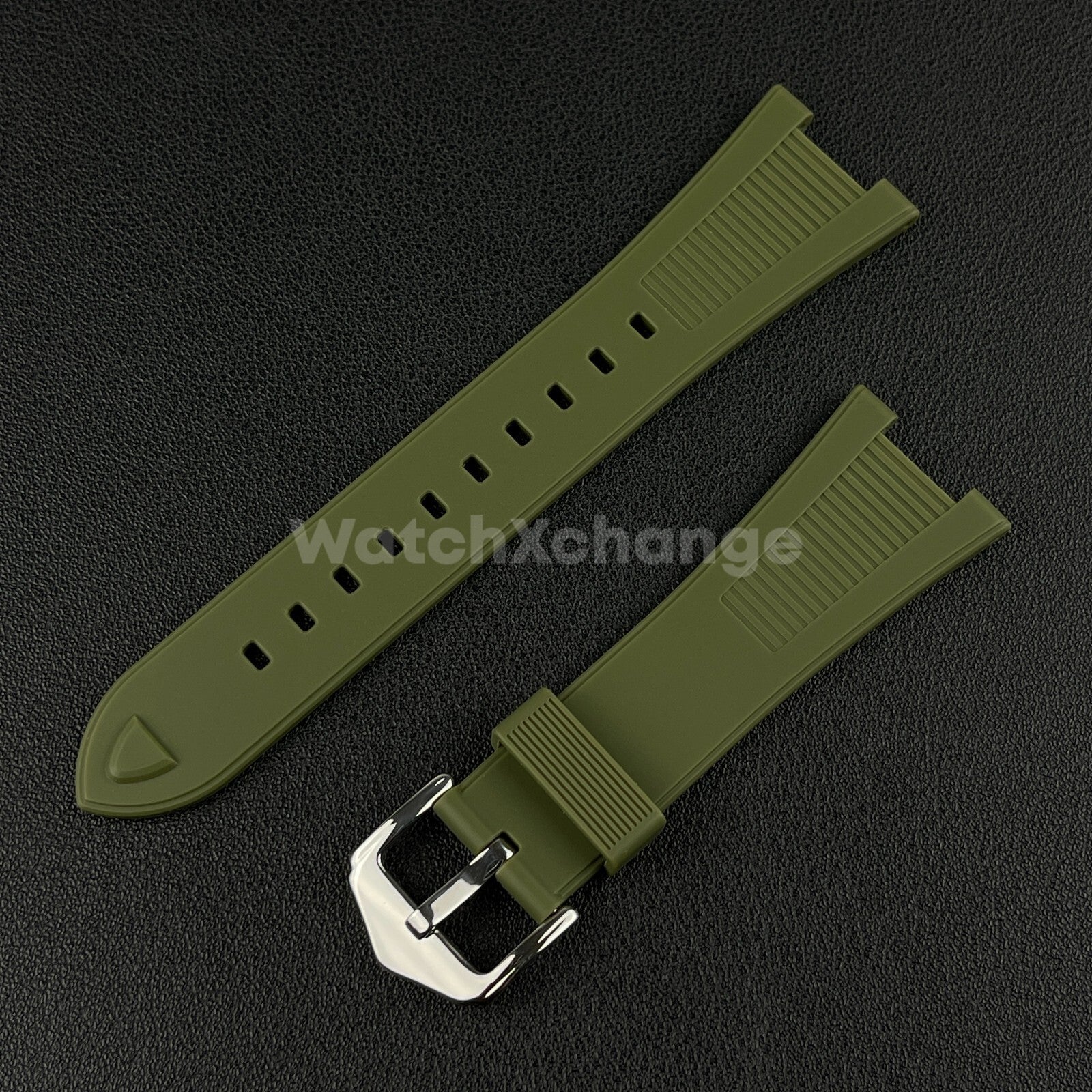 Green 25*12mm Silicone Rubber Watch Strap For Patek Phillip Nautilus 5711 5712