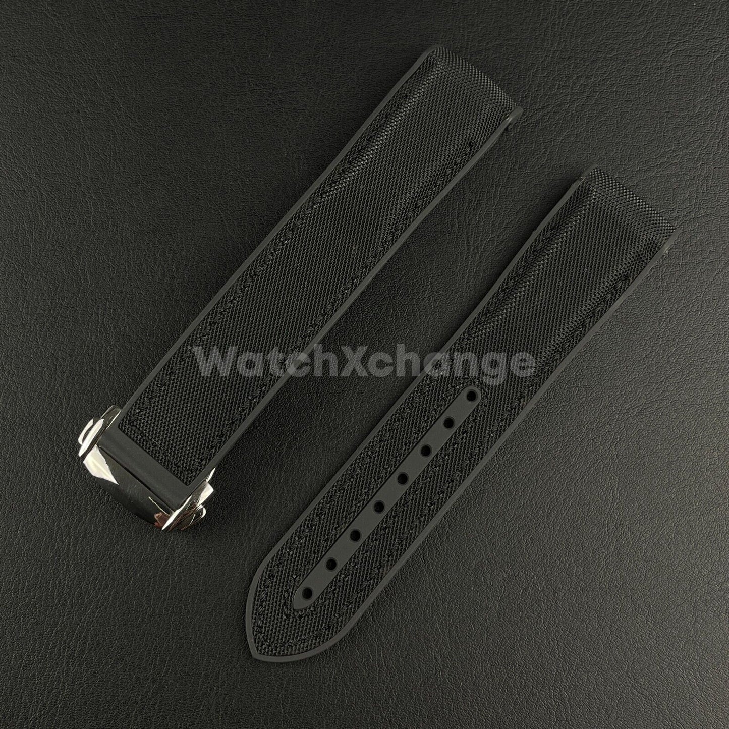 Black Curved End Silicone Rubber Watch Strap For Omega Seamaster 20mm 22mm