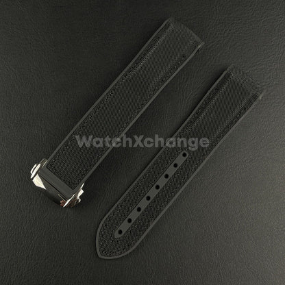 Black Curved End Silicone Rubber Watch Strap For Omega Seamaster 20mm 22mm