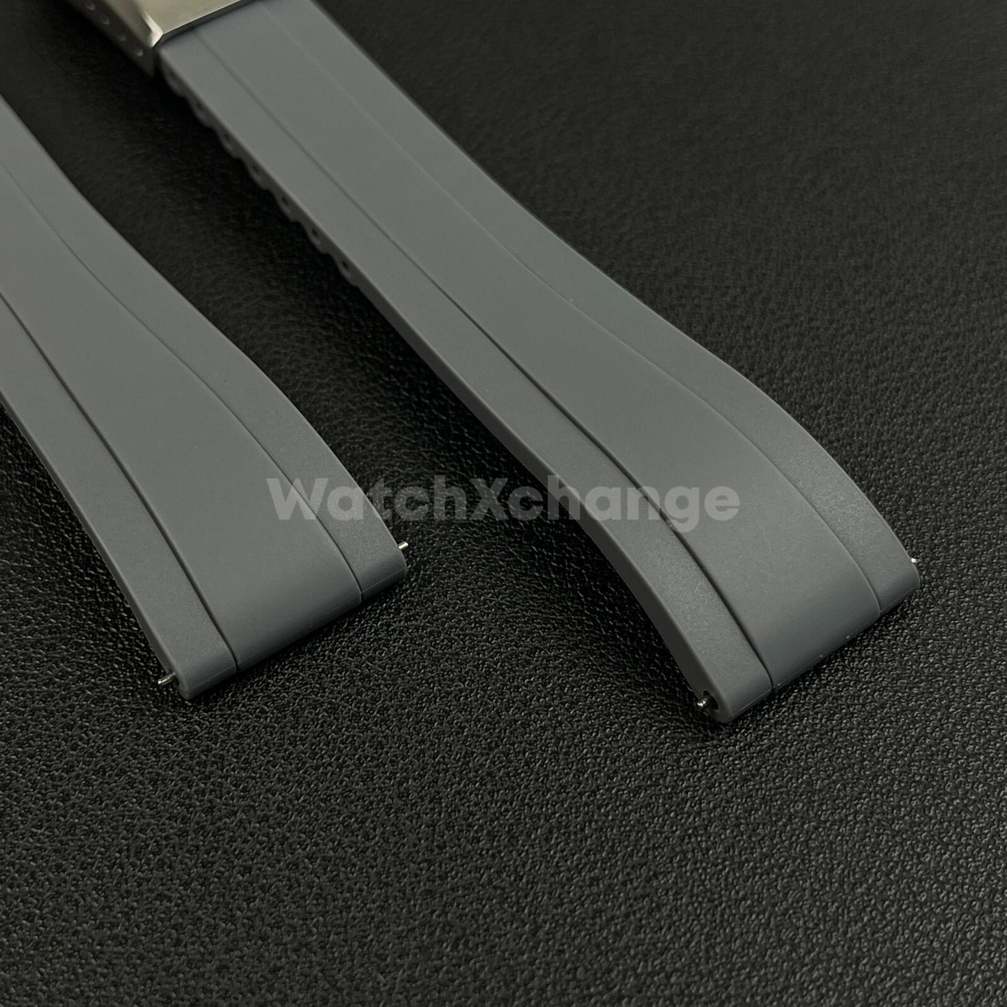 Grey Rubber Watch Strap Deployment Clasp Cut To Size Quick Release 20mm 22mm