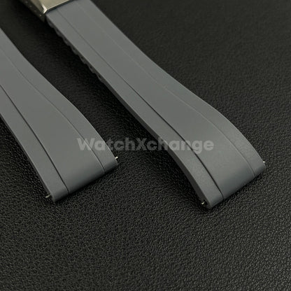 Grey Rubber Watch Strap Deployment Clasp Cut To Size Quick Release 20mm 22mm