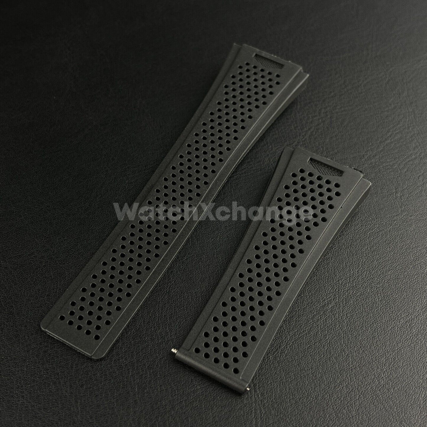 For TAG Heuer Carrera Black Silicone Rubber Watch Strap Concave Convex 22mm