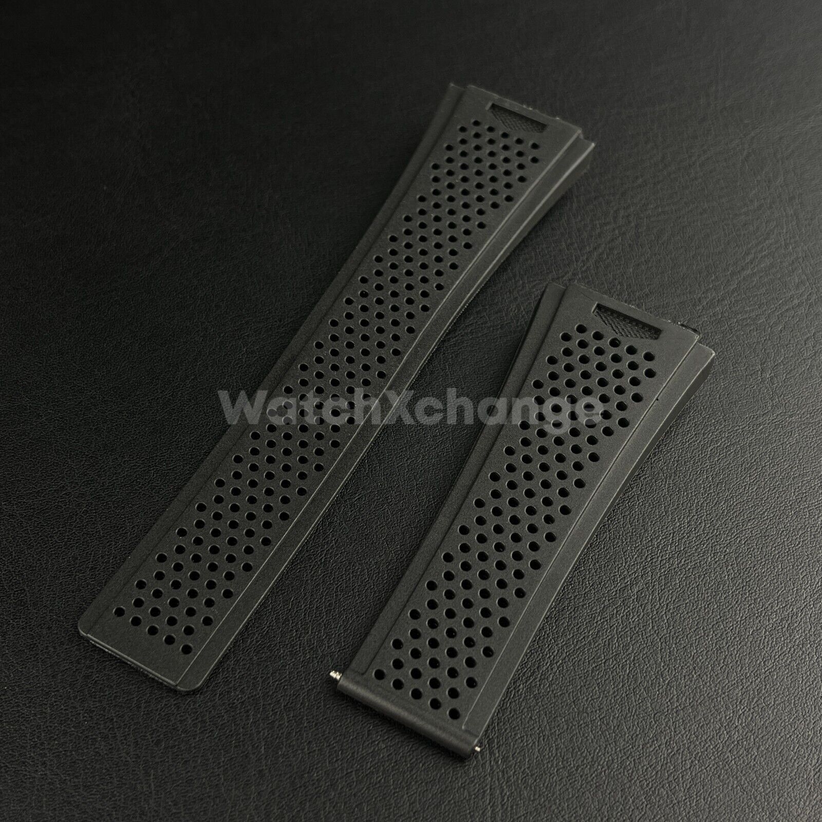 For TAG Heuer Carrera Black Silicone Rubber Watch Strap Concave Convex 22mm