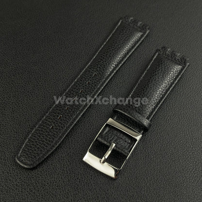 Black Genuine Leather Watch Band Strap 17mm for SWATCH YCS YAS YGS