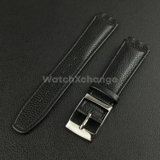 Black Genuine Leather Watch Band Strap 17mm for SWATCH YCS YAS YGS