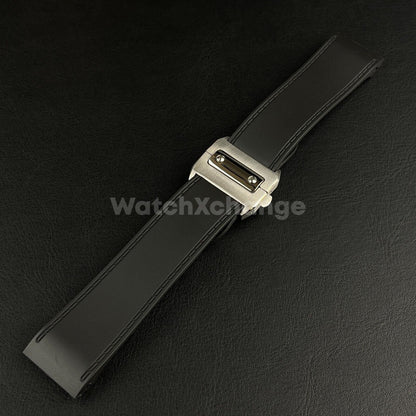 Black Silicone Rubber Diver Strap Band for Cartier Santos 100 XL Large 23mm 25mm