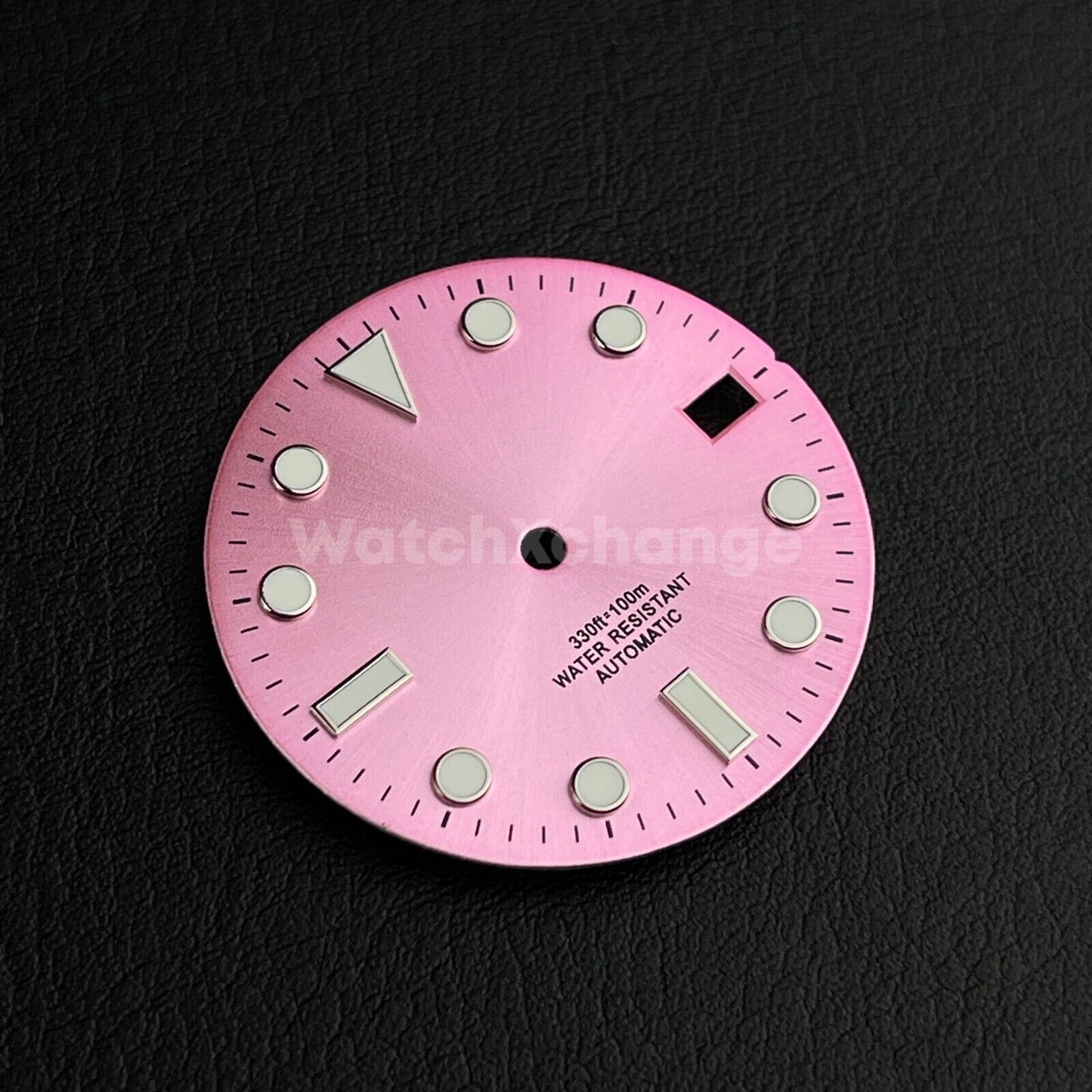 28.5mm Pink Watch Dial Green Luminous for SEIKO NH35 Watch Movement Parts