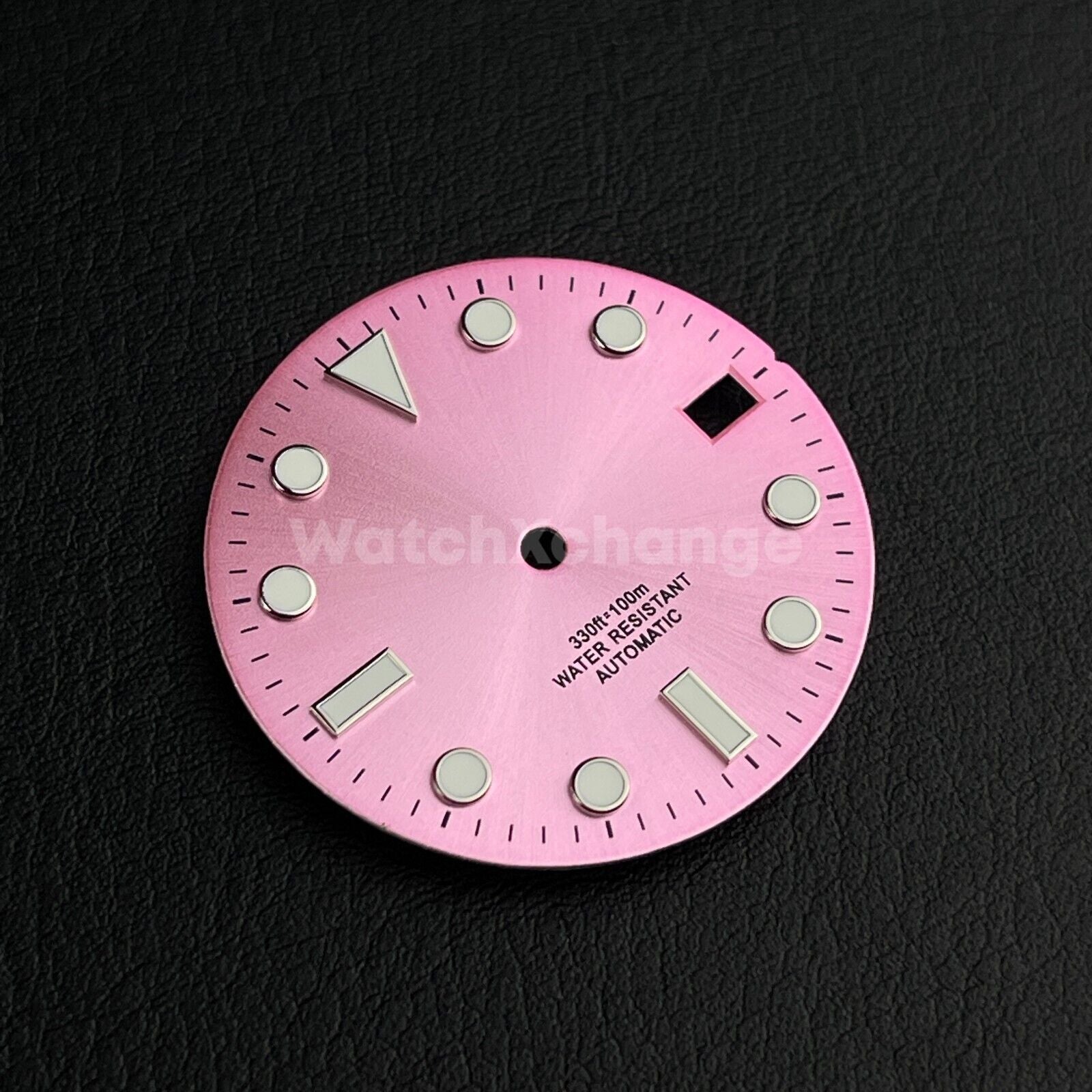 28.5mm Pink Watch Dial Green Luminous for SEIKO NH35 Watch Movement Parts