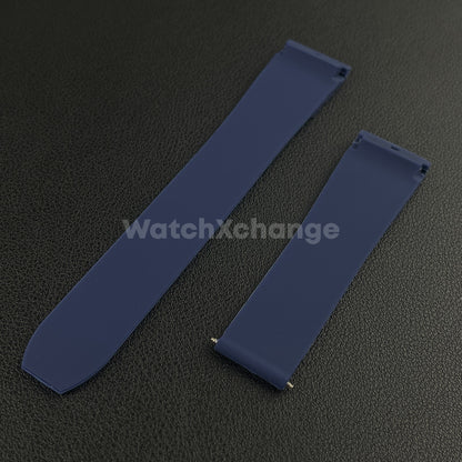 Blue 21mm Silicone Rubber Watch Strap For Cartier Santos