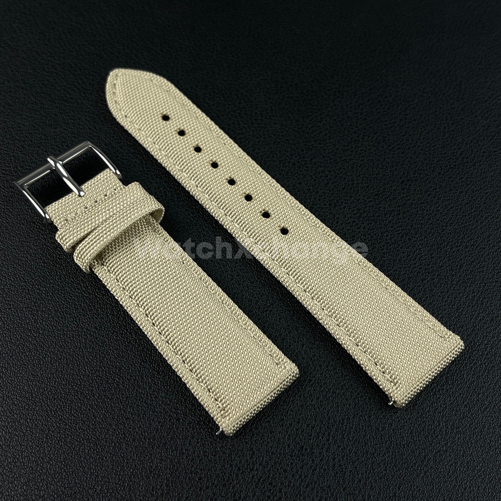 Beige Watch Strap Band Nylon Canvas Sailcloth Quick Release 20mm 22mm 24mm