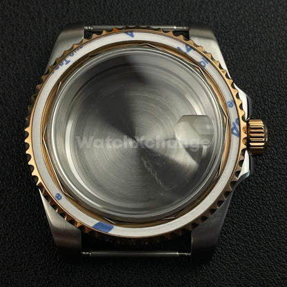 40mm Silver Rose Gold Stainless Steel Divers Watch Case GMT Submariner NH35 NH36