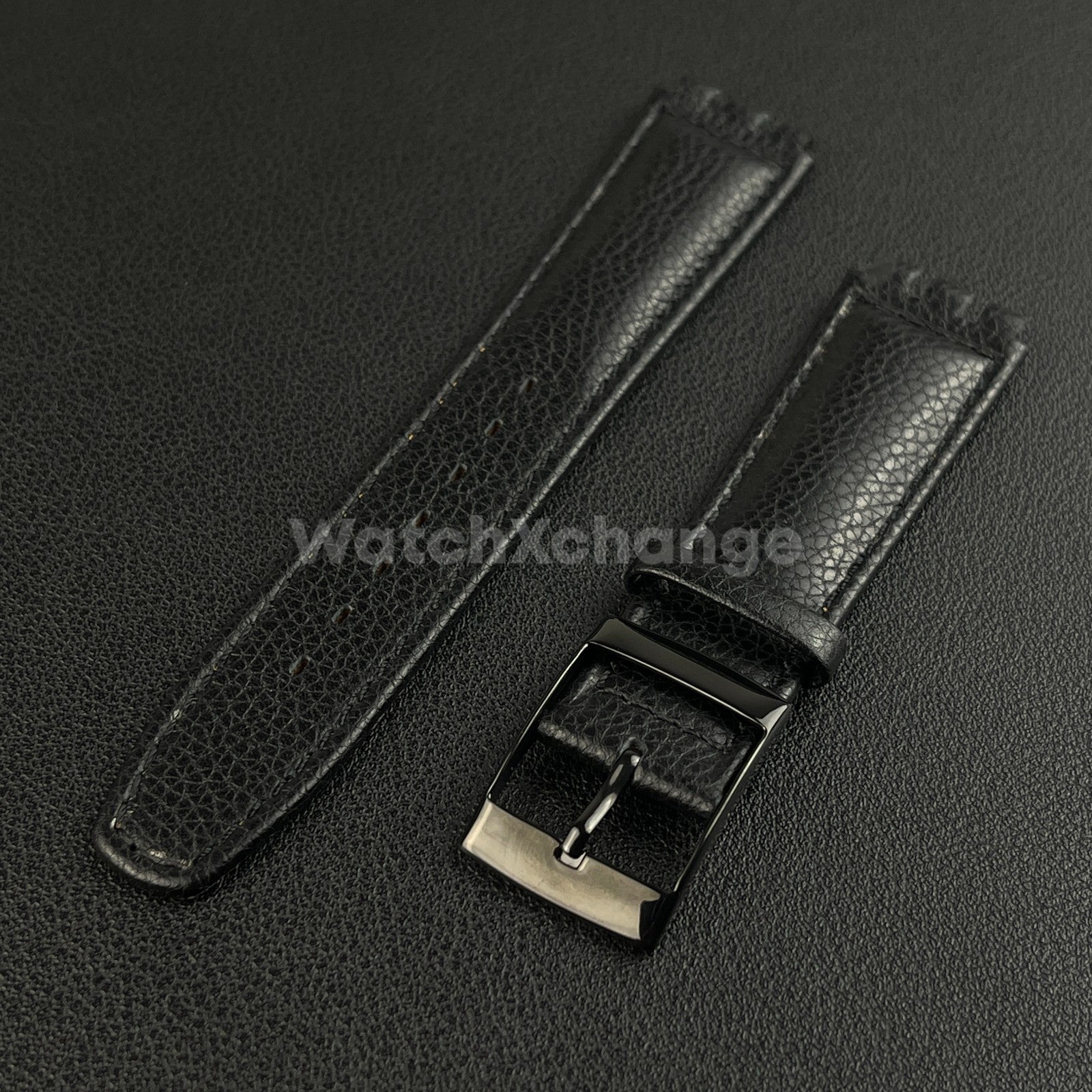 Black Genuine Leather Watch Band Strap 17mm for SWATCH YCS YAS YGS
