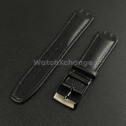Black Genuine Leather Watch Band Strap 17mm for SWATCH YCS YAS YGS