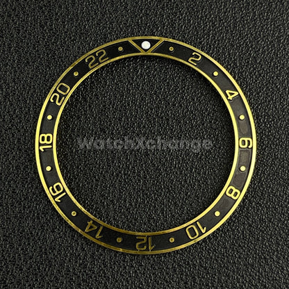 Black & Gold 38mm Sloping Bezel Insert For Watch Seiko GMT Rolex SKX007 SRPD