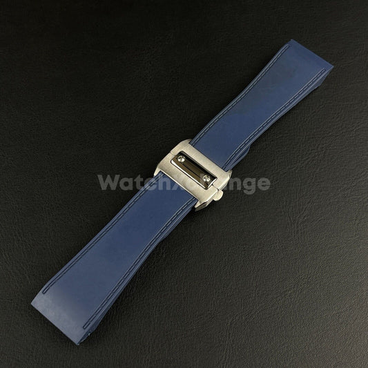 Blue Silicone Rubber Diver Strap Band for Cartier Santos 100 XL Large 23mm 25mm