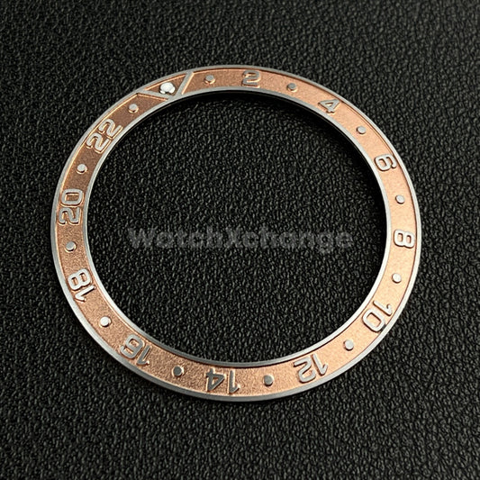 Rose Gold & Silver 38mm Sloping Bezel Insert For Watch Seiko Rolex SKX007 SRPD