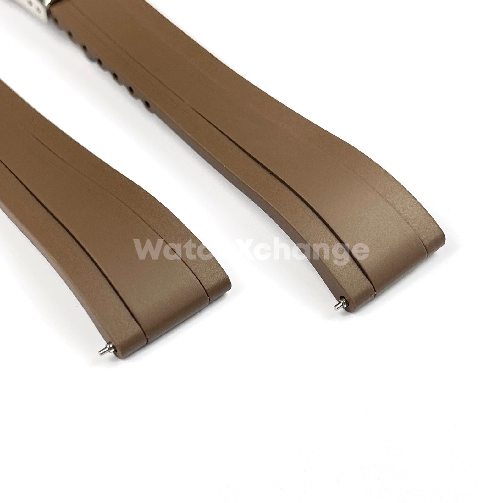 Brown Rubber Watch Strap Deployment Clasp Cut To Size Quick Release 20mm 22mm