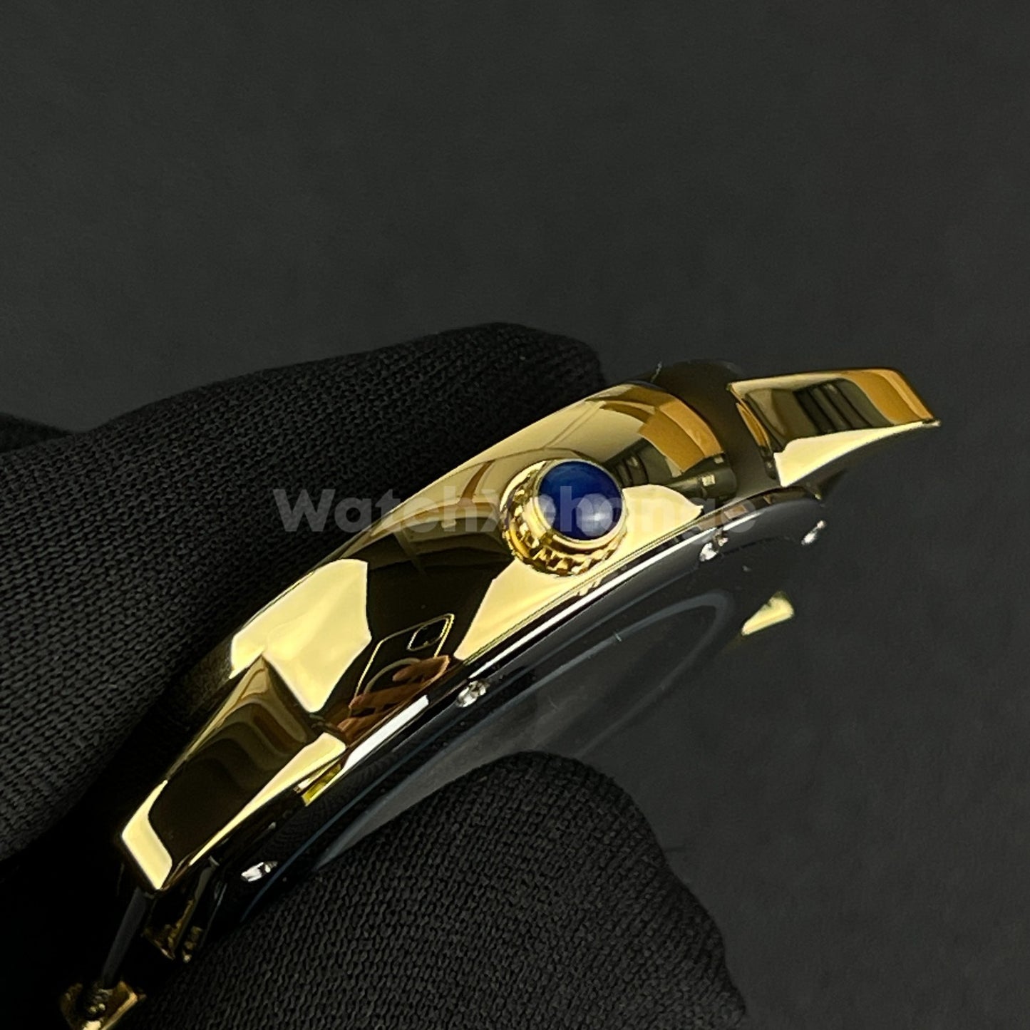 Gold Sapphire Crystal 42mm Steel Watch Case For ETA 2824 PT5000 Movement