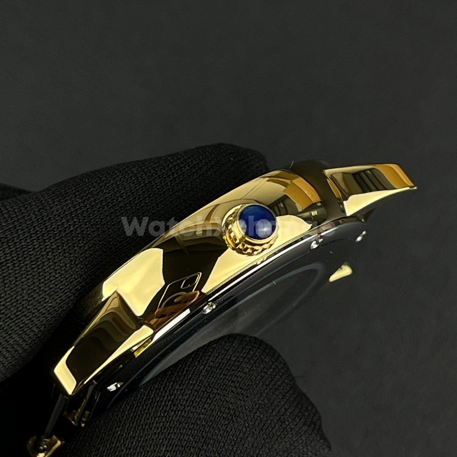 Gold Sapphire Crystal 42mm Steel Watch Case For ETA 2824 PT5000 Movement
