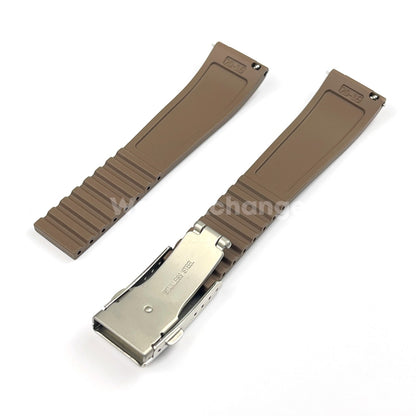 Brown Rubber Watch Strap Deployment Clasp Cut To Size Quick Release 20mm 22mm