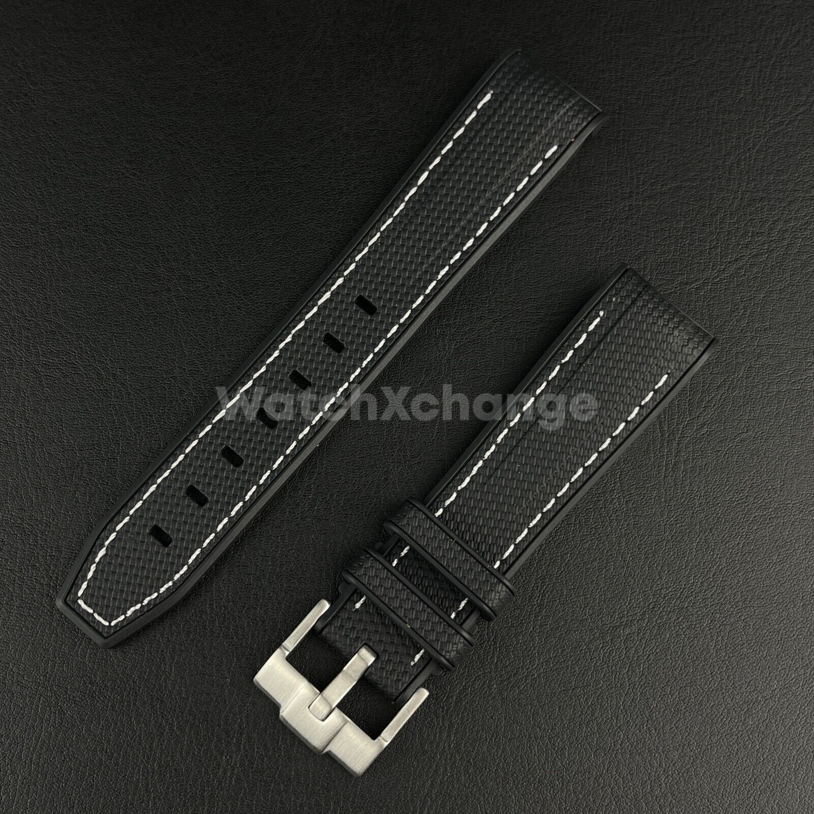 Black 20mm Silicone Rubber Curved End Watch Strap Band For Omega Rolex