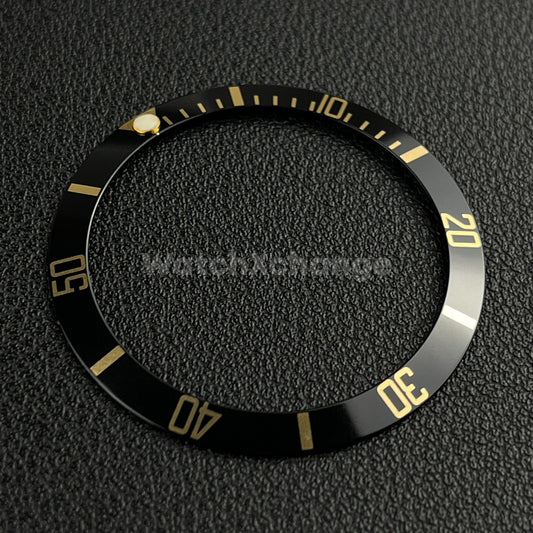 Black & Gold 37.5mm Aluminium Watch Bezel Insert for Rolex 16610 Seiko
