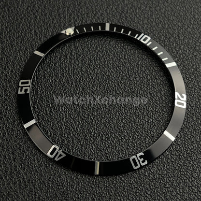Black & Silver 36.5mm Sloped Aluminium Watch Bezel Insert for Rolex Seiko