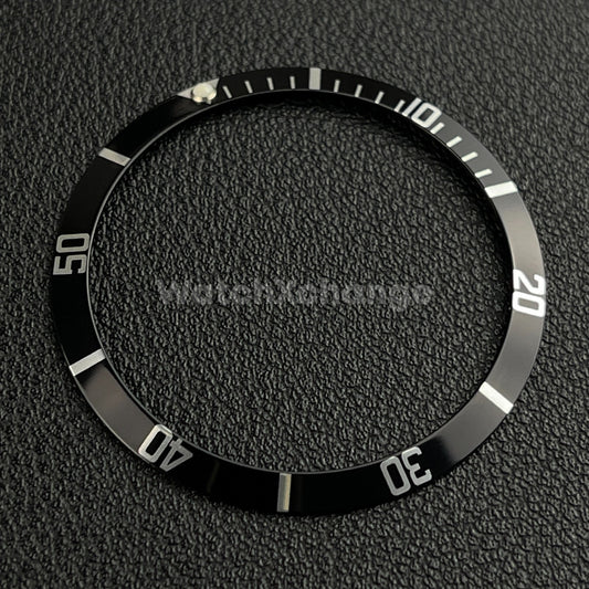 Black & Silver 36.5mm Sloped Aluminium Watch Bezel Insert for Rolex Seiko