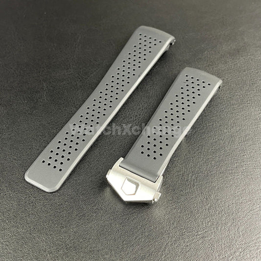 Rubber Silicone Watch Strap Band Mens Breathable Waterproof 22mm Fit TAG Heuer