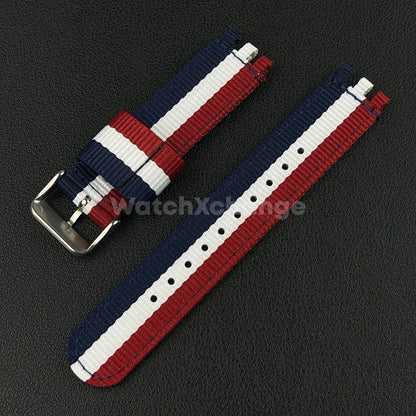 Blue Red White For Swatch Canvas Watch Band Sport Wristband 17/19/20mm