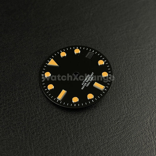 28.5mm Black & Orange Watch Dial for SEIKO NH35 Watch Movement Parts